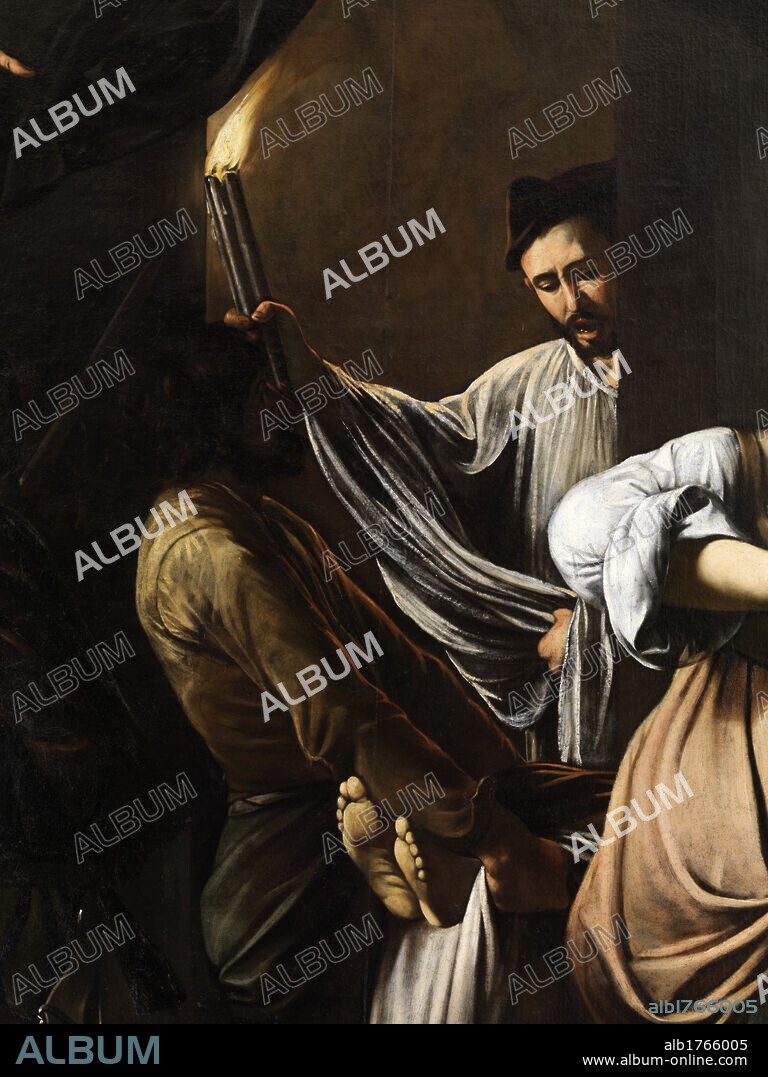Seven Works of Mercy, by Merisi Michelangelo known as Caravaggio, 17th Century, 1606-1607, oil on canvas, cm 390 x 260. Italy, Campania, Naples, Pio Monte della Misericordia Church.
