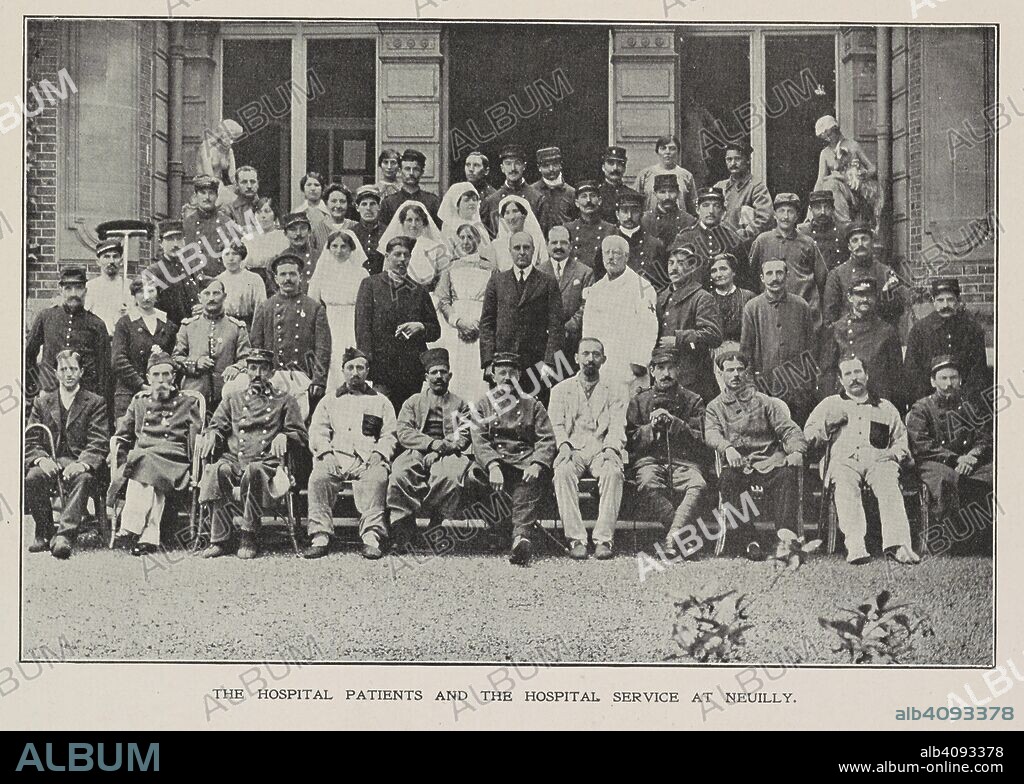 'The hospital patients and the hospital service at Neuilly'. The Hospital was opened at Neuilly in late 1914 and was disbanded on 15th. March, 1916. The Villa Borghese was selected for the establishment of the Anglo-French-American Hospital. Having been in use as a private Sanatorium the Villa Borghese contained everything necessary for the equipment of a hospital for medical cases. The Anglo-French-American Hospital. An account of the work carried on under homÅ“opathic auspices during 1915-1916 at the HÃ´pital Militaire Auxiliaire, no. 307, Neuilly-sur-Seine, in conjunction with the French Red Cross Society, by the British Committee sitting at the London HomÅ“opathic Hospital, etc. London, 1918. Source: 7689.dd.10 plate opposite page 10.