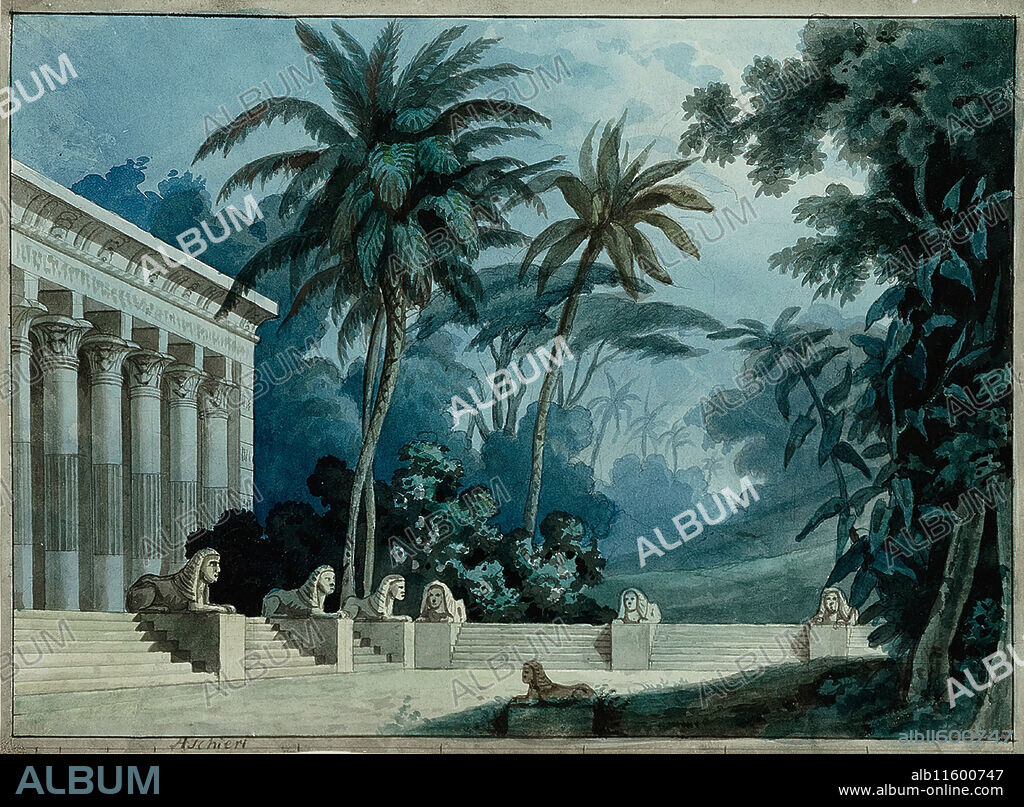 GIROLAMO MAGNANI. Set design for the Opera Aida by Giuseppe Verdi, Teatro alla Scala.