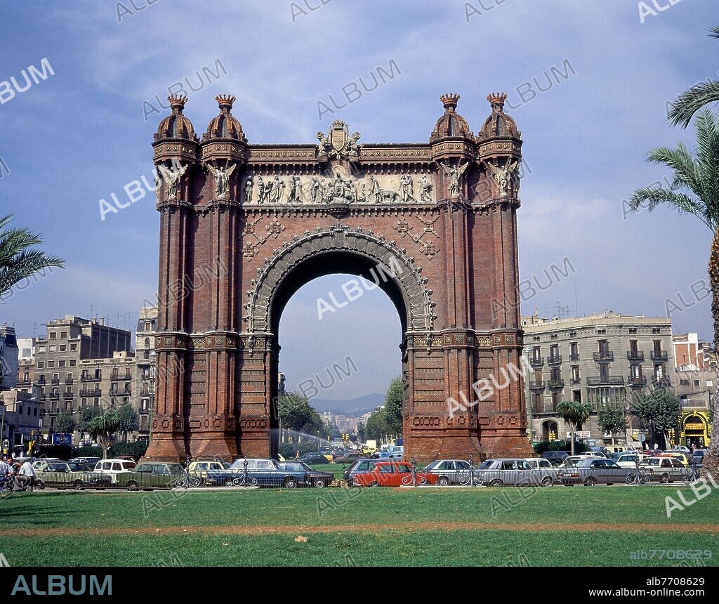 JOSEP VILASECA I CASANOVAS (1848-1910). ARCO DE TRIUNFO REALIZADO PARA LA EXPOSICION UNIVERSAL DE BARCELONA DE 1888 - FOTO AÑOS 80.