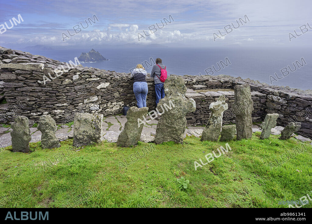 monastery at the top, Skellig Michael island, Mainistir Fhionáin (St. Fionans Monastery), county Kerry, Ireland, United Kingdom.