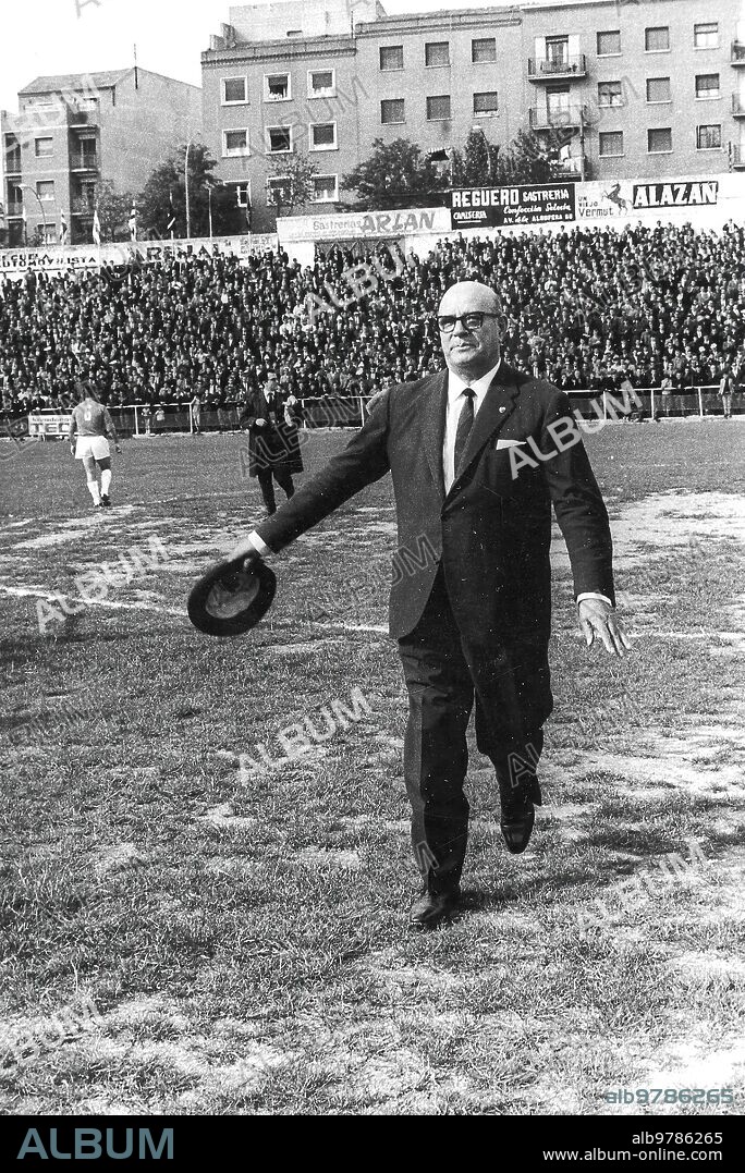 11 mayo 1967. Ricardo Zamora Asiste al partido entre las Selecciones de Jugadores Veteranos de Barcelona y Madrid Disputado en el estadio de Vallecas.