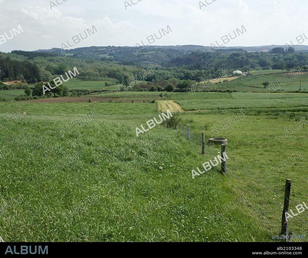 GALICIA. Panorámica del paisaje en los alrededores de la localidad de Guntín. Comarca de Lugo. Provincia de Lugo. España.
