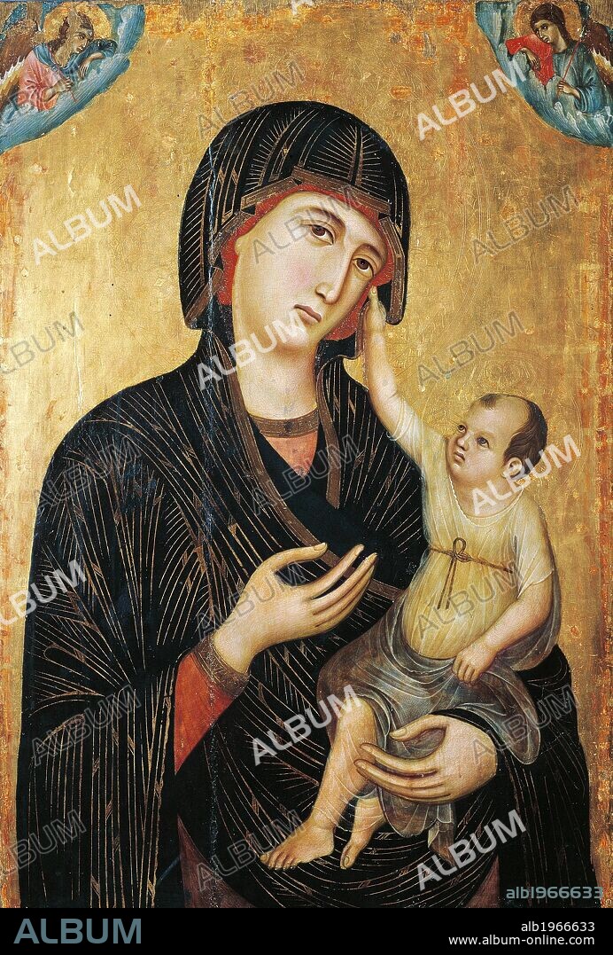 Crevole Madonna, 1283-1284, by Duccio di Buoninsegna (ca 1255 - pre-1319), tempera and gold on wood, 89x60 cm.