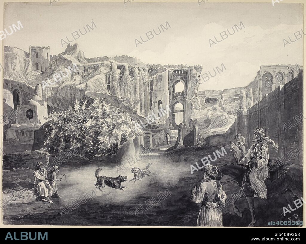 SIR EDWARD LAW DURAND. Inner view of Kushk Gate, Herat (Afghanistan). July 1885. wash. Source: WD 441.