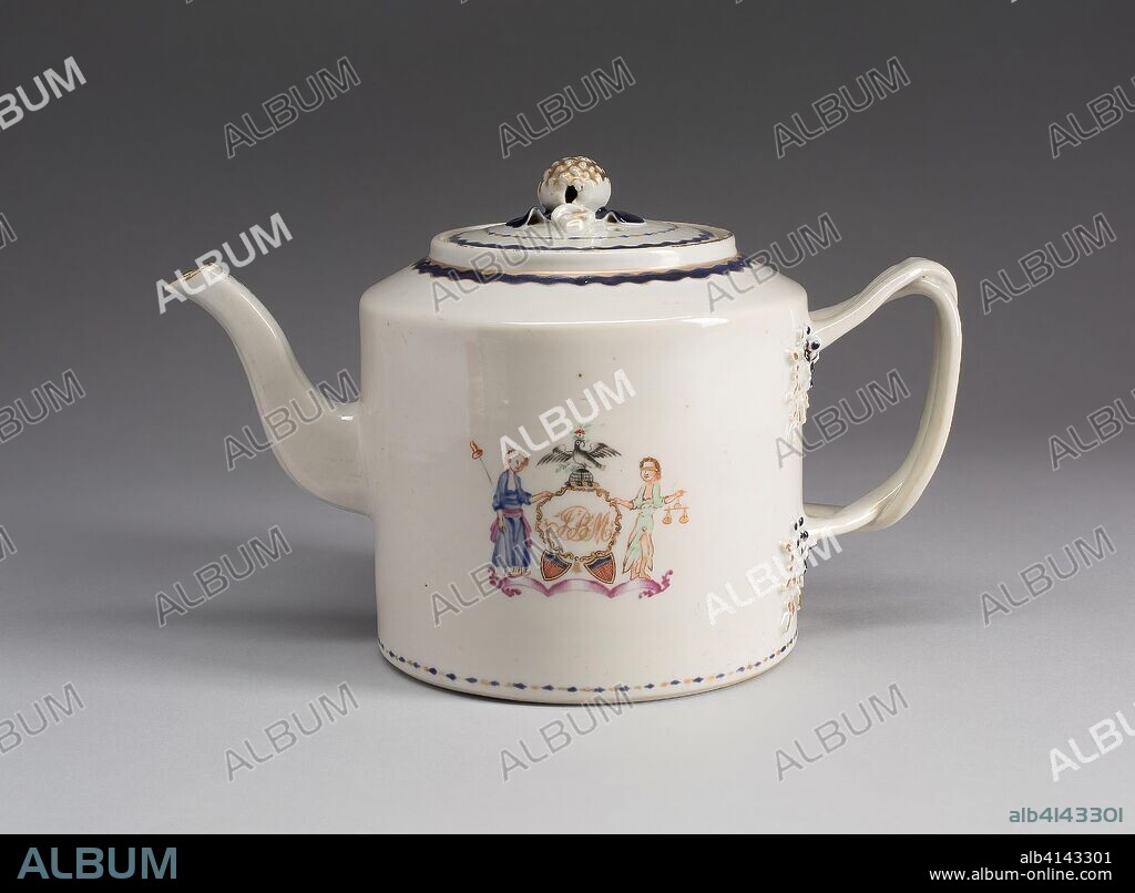CHINESE EXPORT PORCELAIN. Teapot with Cover. China, Qianlong reign; Chinese, made for the American market. Date: 1790-1800. Dimensions: 15.2 × 24.1 × 13.3 cm (6 × 9 1/2 × 5 1/4 in.). Porcelain. Origin: United States.