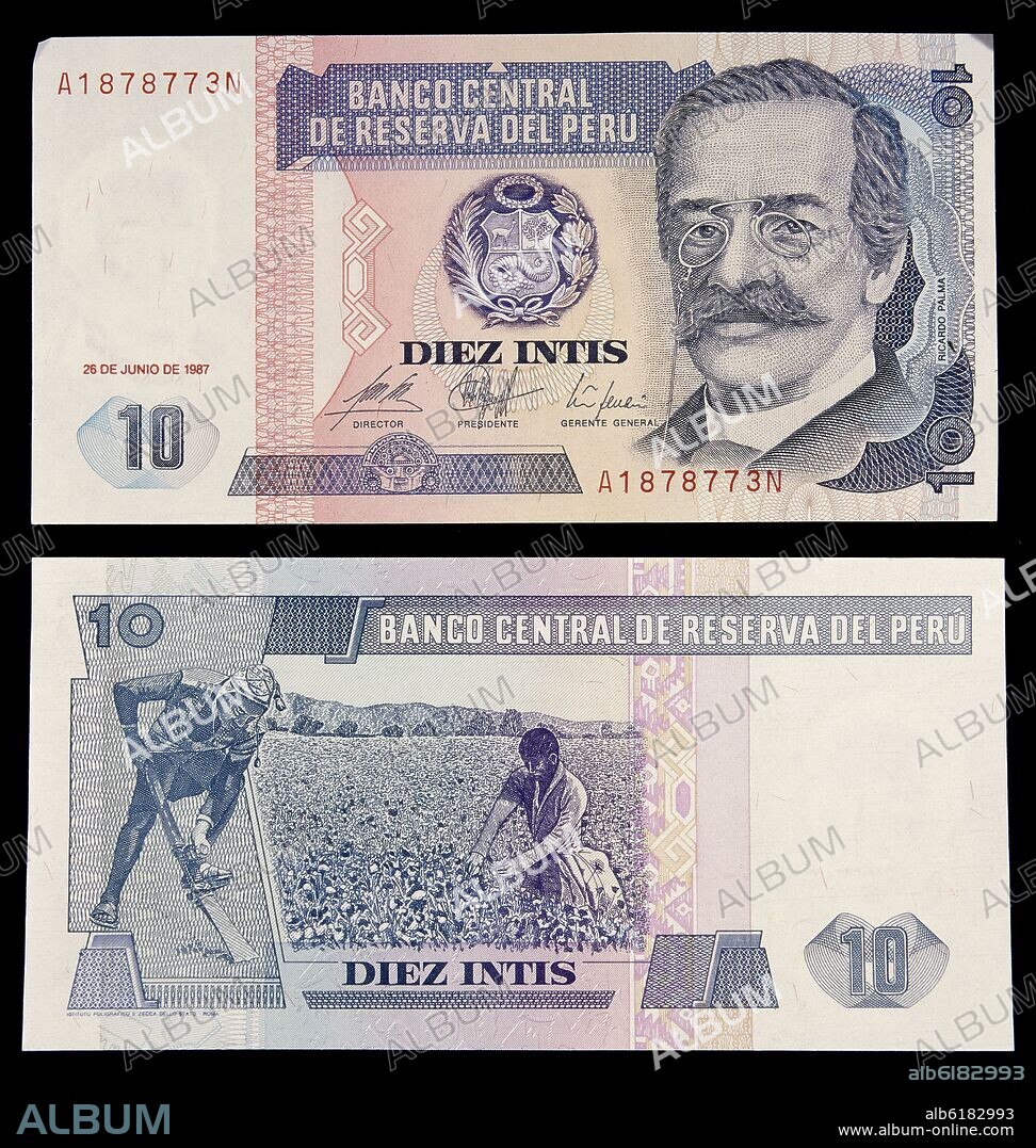 INTI - UNIDAD MONETARIA PERUANA EQUIVALENTE A MIL SOLES - ANVERSO Y REVERSO.