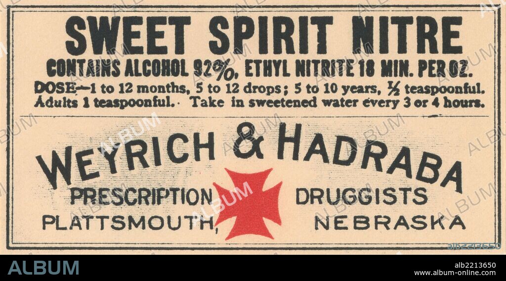 A 1920's pharmacy bottle label.  Many of these were quack cures and the main ingredient often was alcohol.