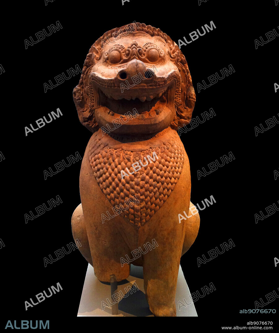 Statue of a Guardian Lion. From either Cambodia or Thailand. Circa 11th-early 12th century. Khmer style of the Baphuon.