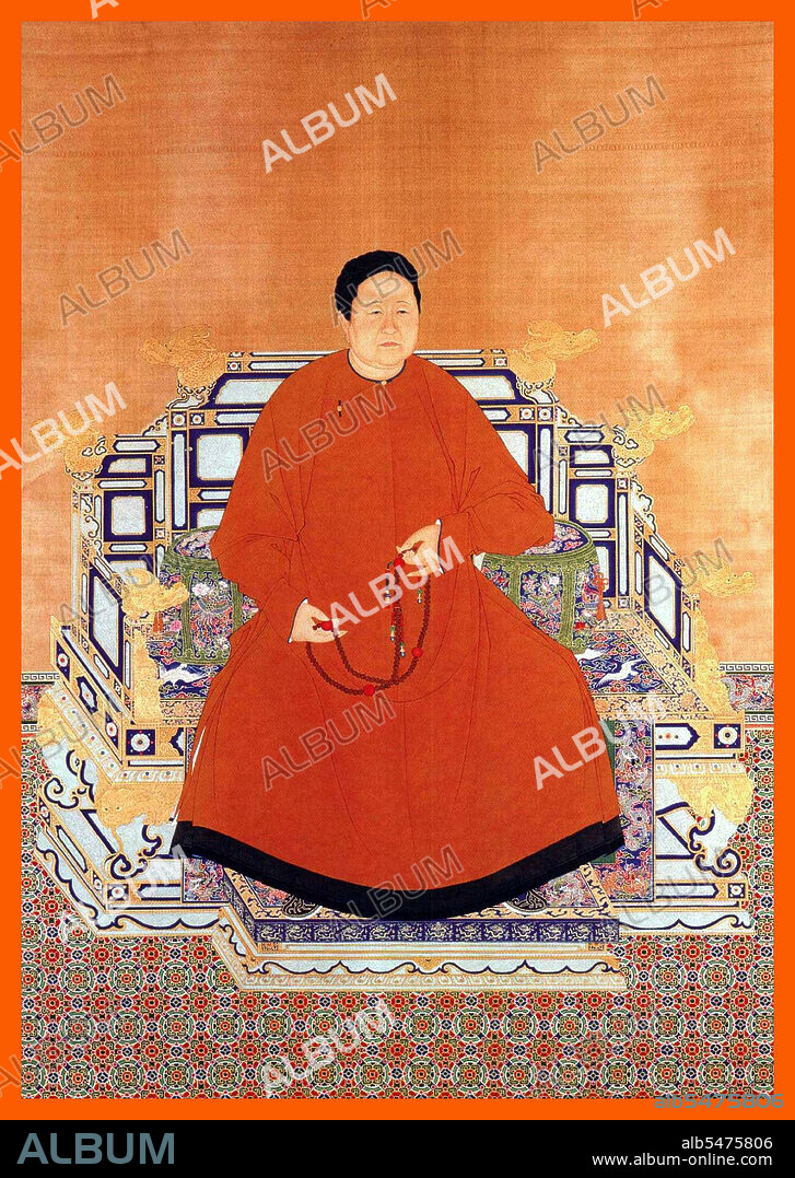The Empress Xiaozhuang (March 28, 1613 - January 27, 1688), known for most of her life by the title 'Grand Empress Dowager', was the concubine of Emperor Huang Taiji, the mother of the Shunzhi Emperor and the grandmother of the Kangxi Emperor during the Qing Dynasty in China. She wielded significant influence over the Qing court during the rule of her son and grandson. Known for her wisdom and political ability, Xiaozhuang has become a largely respected figure in Chinese history, strictly in contrast to the despotic reputation of Empress Dowager Cixi. Empress Xiao Zhuang Wen was a daughter of a prince of Borjigit clan of the Khorchin Mongols, Prince Jaisang, and thus was a descendant of Genghis Khan's younger brother Jochi Khasar. Her given name was Bumbutai.