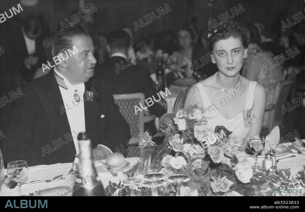 At a London Ball - H.R.H. the Duchess of Kent with her dinner partner Lord Hirst who is head of the General Electric Coy. Which has branches throughout the Commonwealth. July 14, 1942.