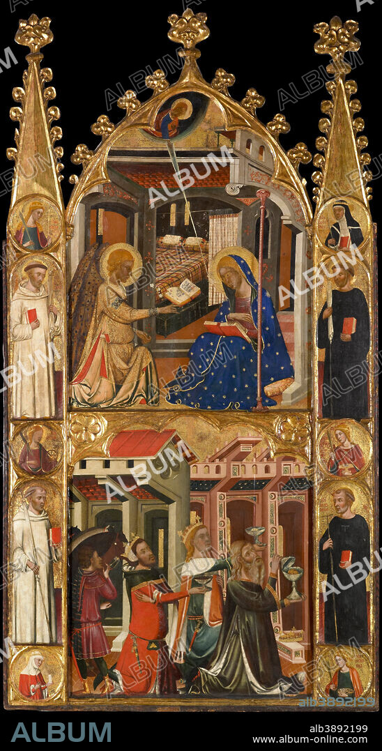 CIRCLE OF FERRER I ARNAU BASSA. Annunciation and Three Kings of the Epiphany. Date/Period: Ca. 1347-1360. Painting. Tempera and gold leaf on wood. Height: 2,829 mm (111.37 in); Width: 1,510 mm (59.44 in).
