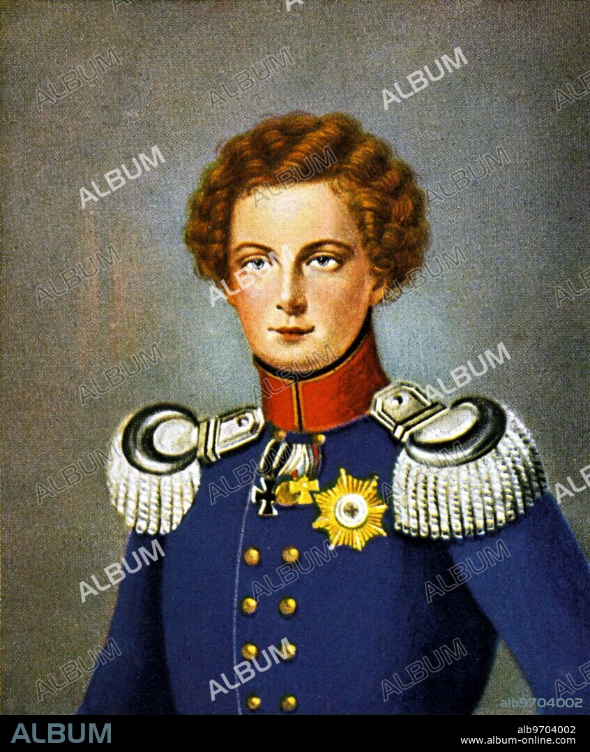 Friedrich Wilhelm IV - King of Prussia (and Crown Prince) 1795 - 1861. King Frederick William IV of Prussia (October 15, 1795 - January 2, 1861) the eldest son and successor of Frederick William III of Prussia, reigned as King of Prussia from 1840 to 1861. ©TopFoto. From a miniature by Christian Tangermann.