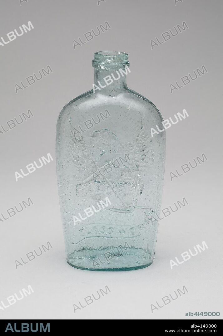 Flask. Baltimore Glass Works; American, 1800-1870; Baltimore, Maryland. Date: 1835-1850. Dimensions: . Glass. Origin: United States.