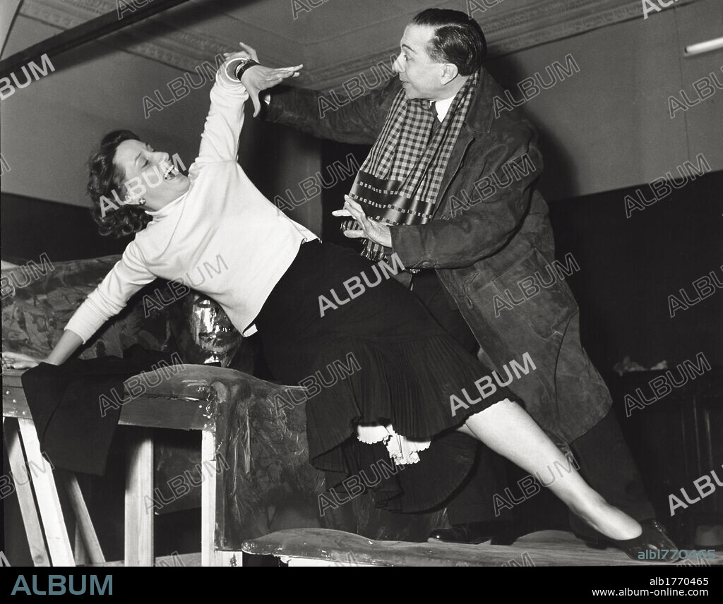 Alexander Sakharoff with Elena Zareschi. The Soviet choreographer Alexander Sakharoff rehearsing 'Hamlet' with the Italian actress Elena Zareschi. Italy, 1950s.