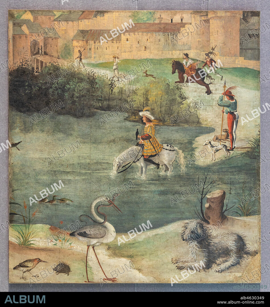 Brescia, Pinacoteca Tosio Martinengo: "Falconry", By Floriano Ferramola, 1517-8. Detached fresco.