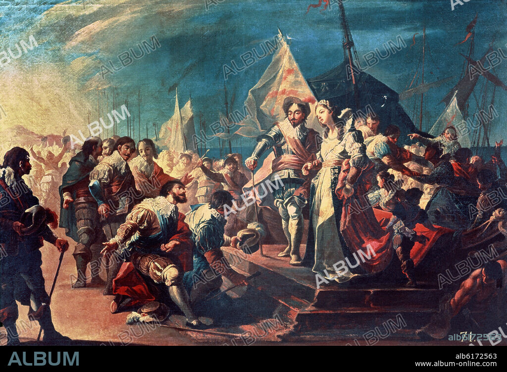 JOSE RIBELLES Y HELIP (1775-1835). DESEMBARCO EN VALENCIA DE FERNANDO EL CATOLICO Y GERMANA DE FOIX - SIGLO XIX.