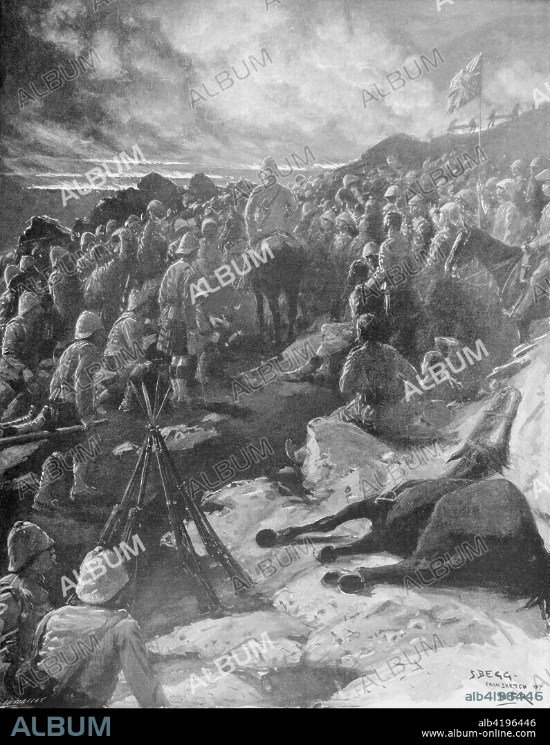 Illustrated London News record of Transvall War 1899-1900. The achievements of the home and colonial forces in the great conflict with the Boer Republics. Spencer Wilkinson record. General Ian Hamilton congratulating the Gordons after Doorknop.
