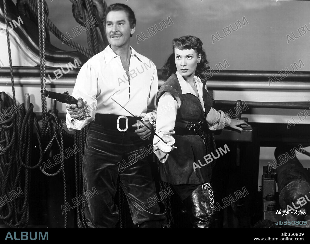 ERROL FLYNN et MAUREEN O'HARA dans AGAINST ALL FLAGS, 1952. Copyright UNIVERSAL INTERNATIONAL.