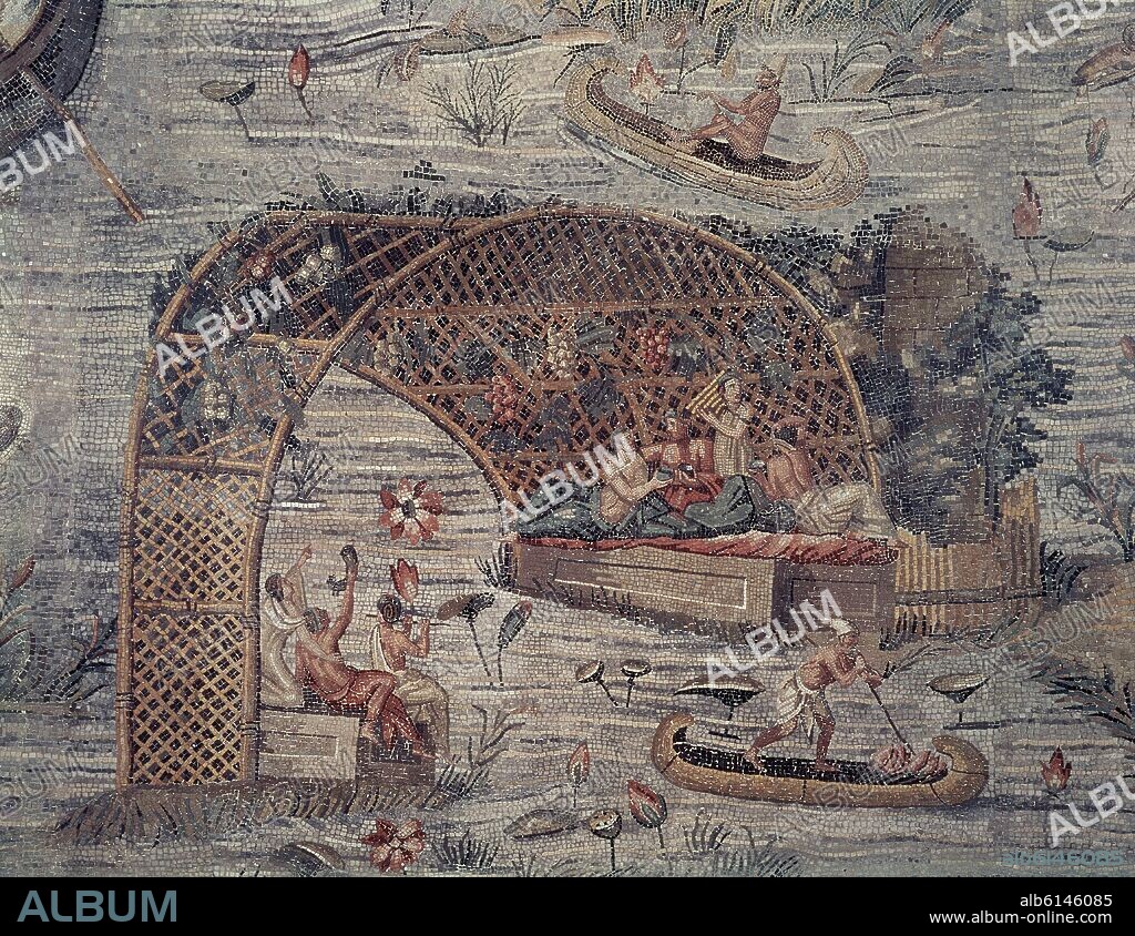 MOSAICO BARBERINI O PAISAJE DEL NILO HALLADO EN PALESTRINA - INUNDACION DEL NILO - AÑO 80 AC - HELENISTICO.