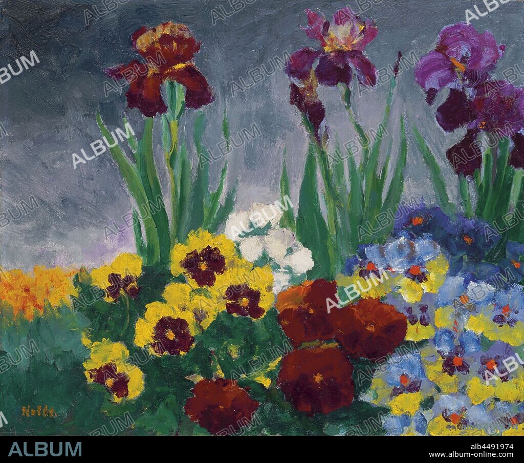EMIL NOLDE. Irises and pansies.