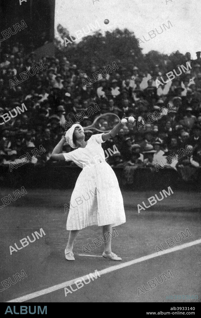 Suzanne Lenglen winning her first championship at Wimbledon, 1919, (1930). Suzanne Rachel Flore Lenglen (1899-1938) was the first female tennis celebrity.