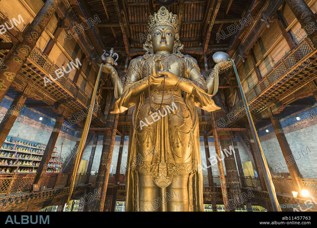 Avalokitesvara statue in Gandan monastery, Ulan Bator, Mongolia, Central Asia, Asia.