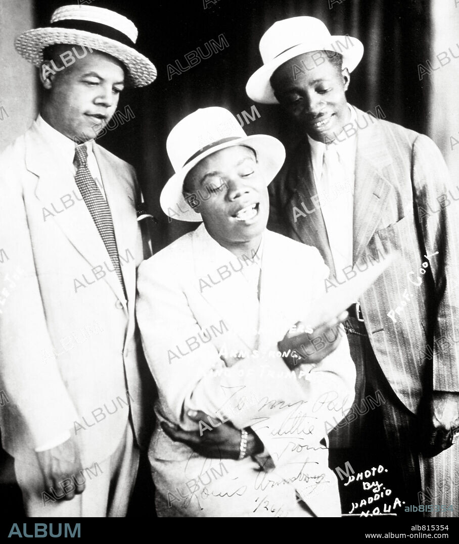 Louis Armstrong con Little Joe Lindsay y Sherman Cook. New Orleans, 1931.