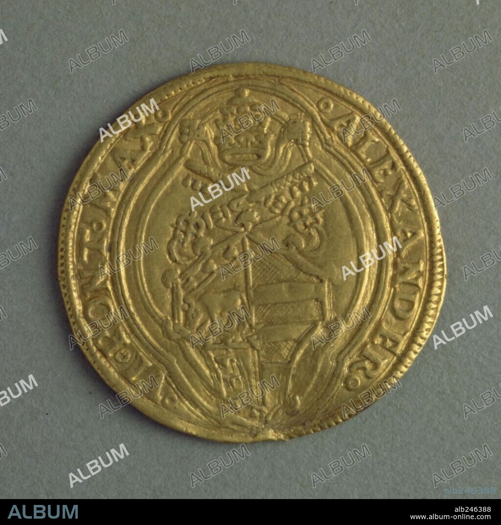 Florín de oro del Papa Alejandro VI (1431-1503) con el escudo de armas papal (Y883).