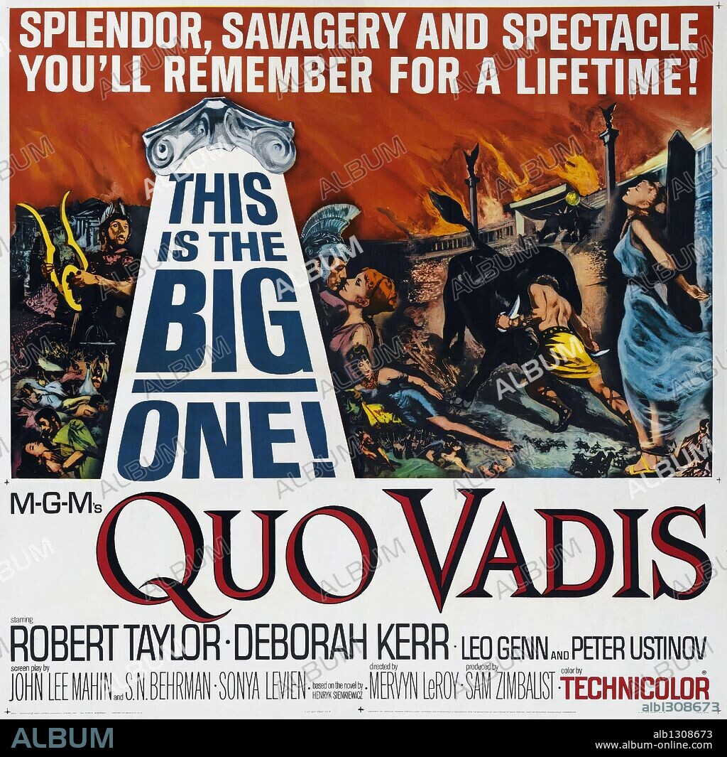 Poster of QUO VADIS, 1951, directed by MERVYN LEROY. Copyright M.G.M.