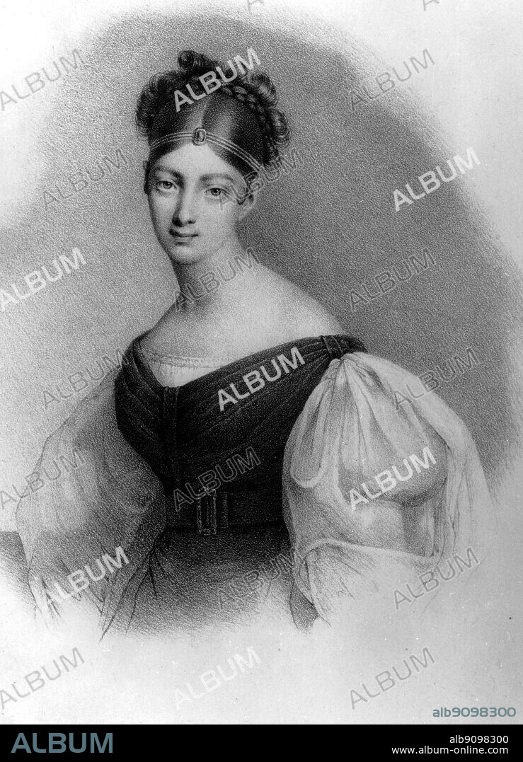 Maria Felicita Malibran (1808-1836), French-Spanish soprano, mezzo-soprano, contralto. Daughter of the tenor Manuel García, she began her brief but intense career at a very early age. Famous throughout the world for her performances in the operas of Rossini and Bellini, she was considered one of the greatest singers of the nineteenth century. Her voice had an extraordinary range that permitted her to sing all three female registers without any difficulty. On Wings of Song by Wilfred Blunt, page 100.