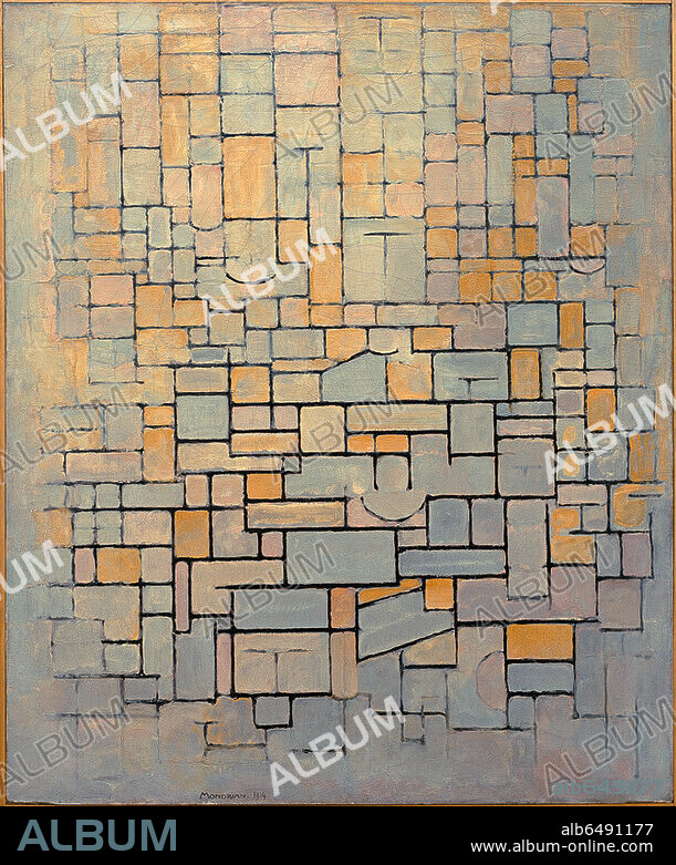 PIET MONDRIAN. Mondrian, Piet, 1872-1944, Dutch painter. "Tableau No, 1; Composition No.1; Compositie 7", 1914. Oil on canvas, 120 x 100 cm. Fort Worth, Kimbell Art Museum.
