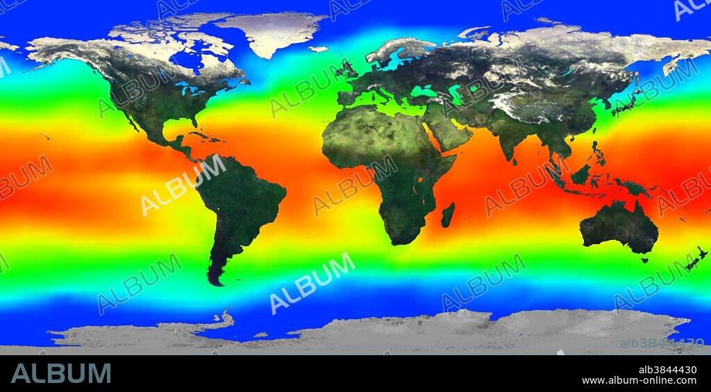 Sea Surface Temperature (SST): This image is a composite view of the earth in infrared radiation with clouds removed. Produced for the Smithsonian Institution's HoloGlobe Exhibit which opened to the public on August 10, 1996 at the Museum of Natural History in Washington, DC. The various data sets show progressive global change mapped onto a rotating globe and projected into space to create a holographic image of the Earth. The exhibit shows that Earth's atmosphere, hydrosphere, geosphere, and biosphere are dynamic, changing on timescales of days, minutes, or even seconds.