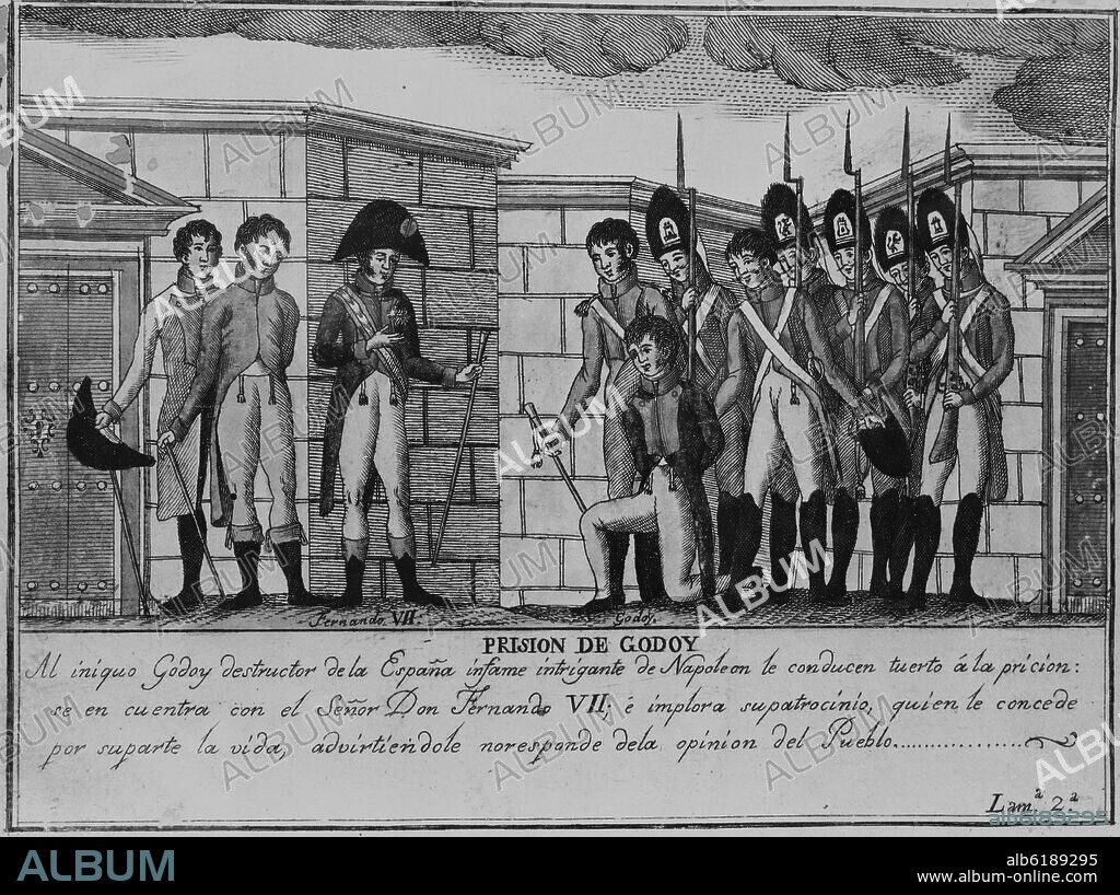 PRISION DE GODOY - SIGLO XIX GRABADO.