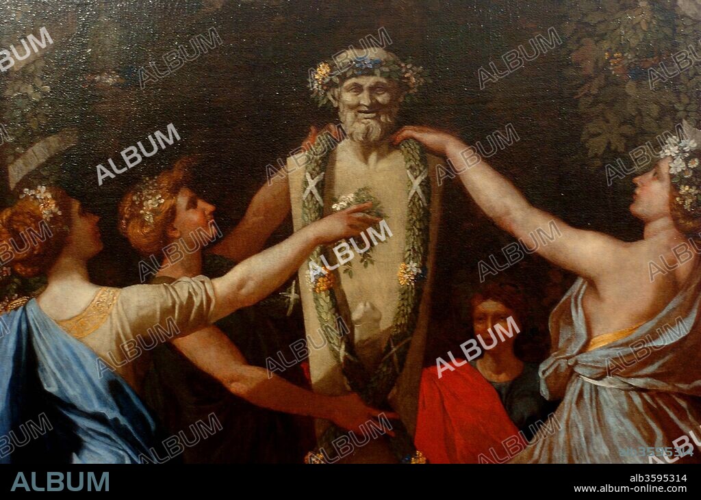 NICOLAS POUSSIN. Hymenaios Disguised as a Woman During an Offering to Priapus (Detail).