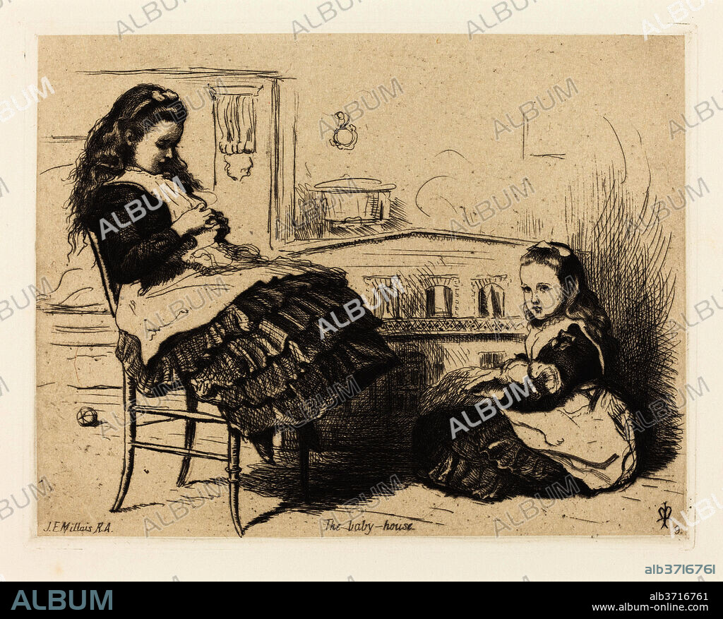 JOHN EVERETT MILLAIS. The Doll House. Dimensions: plate: 14.5 x 18.5 cm (5 11/16 x 7 5/16 in.)  sheet: 26 x 36.5 cm (10 1/4 x 14 3/8 in.). Medium: etching on chine applique.