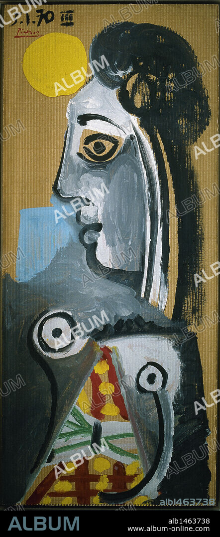 PABLO PICASSO. ARTE S. XX. ESPAÑA. PICASSO, Pablo Ruiz (1881-1973). Pintor español. "BUSTO DE MUJER" (1970). Oleo sobre cartón. Museo Picasso. BARCELONA. Cataluña.