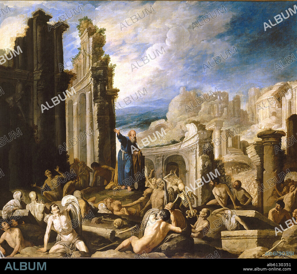 FRANCISCO COLLANTES (1599 / ?-1656). 'The Vision of Saint Ezechiel', 1630, Spanish Baroque, Oil on canvas, 177 cm x 205 cm, P00666.
