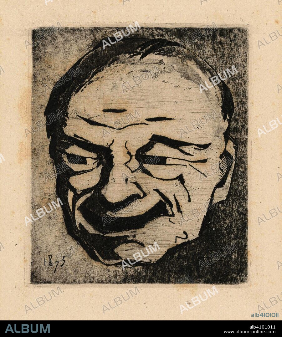 HENRI CHARLES GUÉRARD. Japanese Mask, the Laugh (Masque japonais, le rire). Dimensions: 28.2 cm x 19.3 cm, 13.3 cm x 11.3 cm, 13 cm x 11 cm.