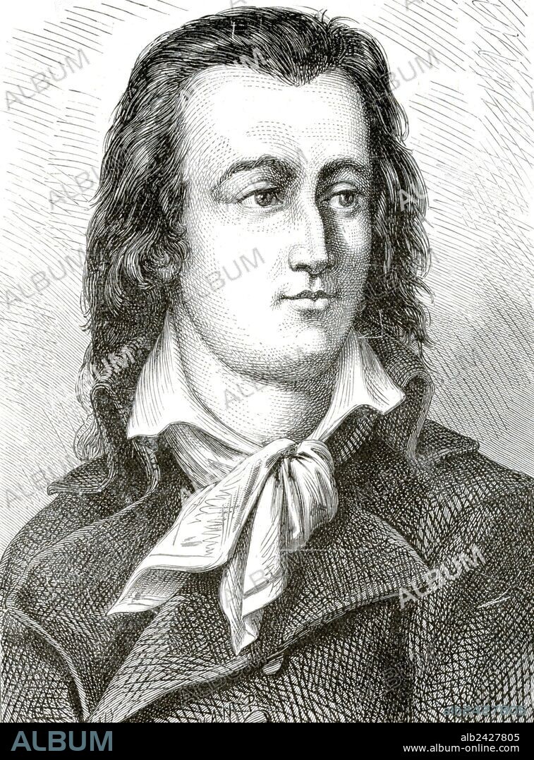 French Revolution- Philippe François Nazaire Fabre d'Eglantine (28 July 1750 – 5 April 1794) commonly known as Fabre d'Églantine was a French actor dramatist poet and politician of the French Revolution. (illustration by Yan' Dargent 1824-1899).