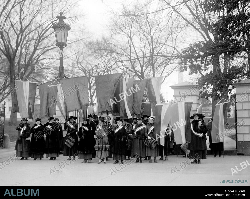 The Silent Sentinels were a group of women in favor of women's suffrage organized by Alice Paul and the National Woman's Party. At first the picketers were tolerated, but they were later arrested on charges of obstructing traffic. The women protested at the White House gates until June 4, 1919 when the Nineteenth Amendment to the Constitution was passed both by the House of Representatives and the Senate.