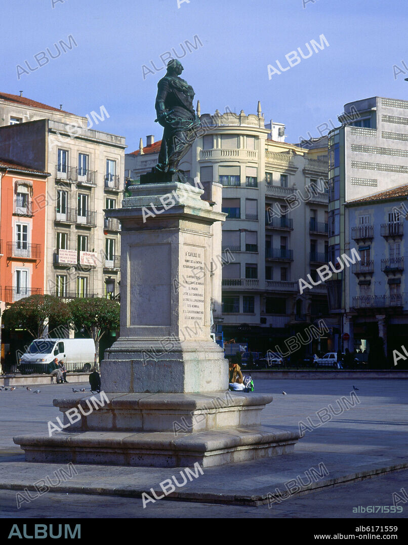 ALFONSO GIRALDO BERGAZ (1744-1812). PLAZA MAYOR - MONUMENTO A CARLOS III COSTEADA POR EL REFORMISTA ANTONIO TOME GONZALEZ CARRERA ERIGIDA EN 1774.