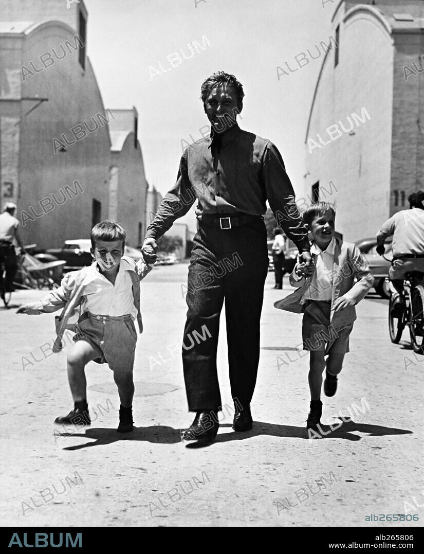 KIRK DOUGLAS and MICHAEL DOUGLAS in THE BIG TREES, 1952, directed by FELIX E. FEIST. Copyright WARNER BROTHERS.