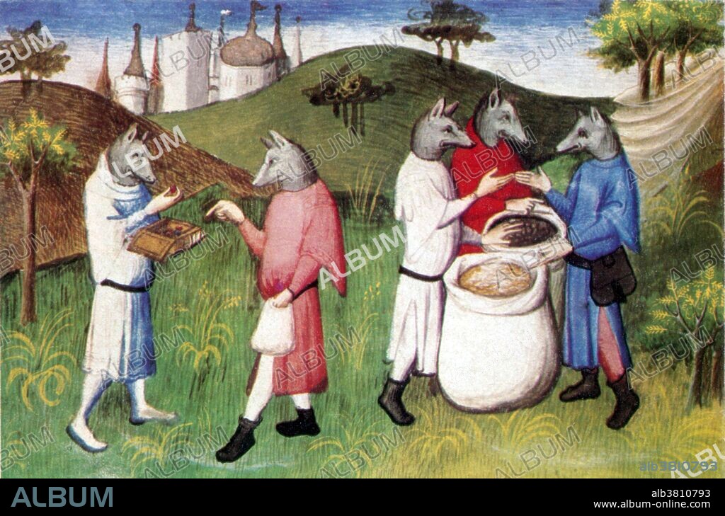 Dog-Headed Men of the Andaman Islands. 14th Century illustration from a book about Marco Polo's adventures in the Far East. He mentions the the dog-headed barbarians on the island of Angamanain, or the Andaman Islands though it is uncertain whether he visited there and if he did, whether he met the natives, because he describes them as having heads like dogs. The condition of cynocephaly, having the head of a dog or of a jackal, is a widely attested mythical phenomenon existing in many different forms and contexts.