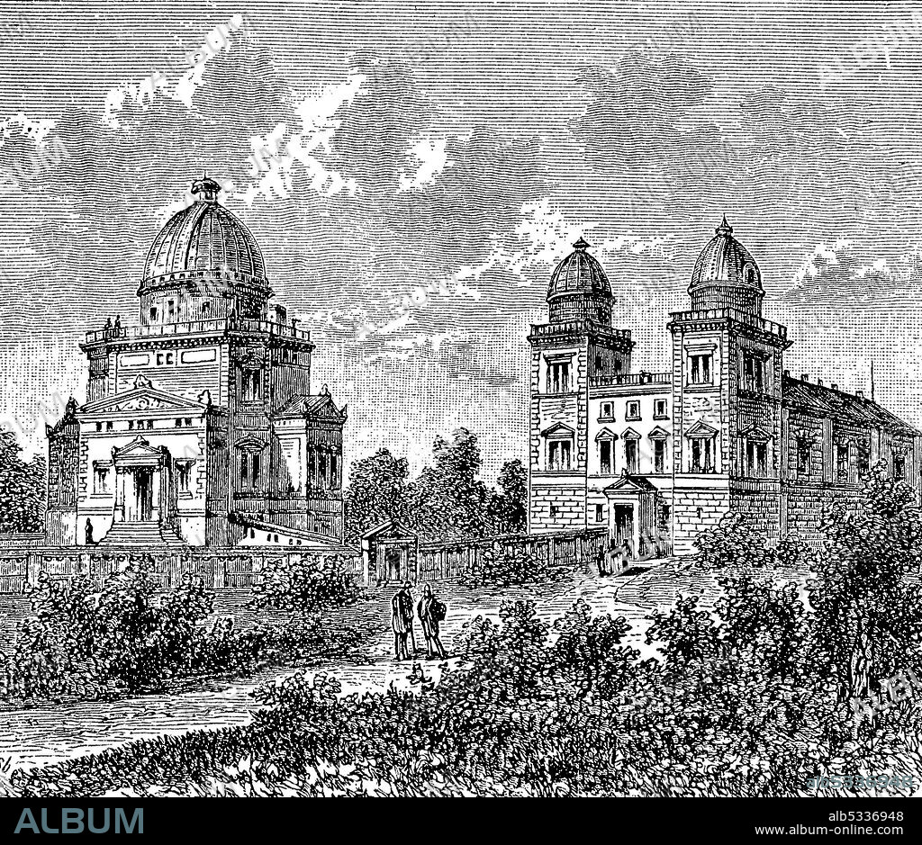 The observatory in Strasbourg, France, in 1880  /  Die Sternwarte in Straßburg, Frankreich, im Jahre 1880, Historisch, historical, digital improved reproduction of an original from the 19th century / digitale Reproduktion einer Originalvorlage aus dem 19. Jahrhundert,.