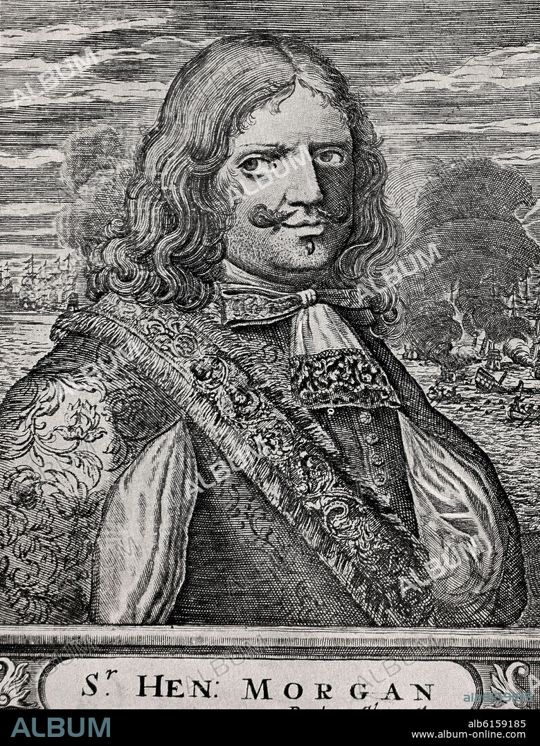 HENRY MORGAN (1635-1688) AVENTURERO INGLES (GRABADO ANTIGUO) - PIRATA.