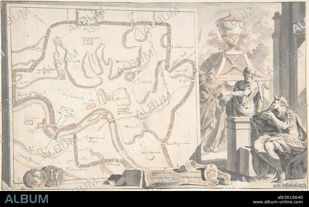 Map of Ancient Rome Illustrating Major Monuments and the Seven Hills. Artist: Jan Goeree (Dutch, Middelburg 1670-1731 Amsterdam). Dimensions: 13 x 8 1/16 in.  (33.0 x 20.5 cm). Date: before 1704.