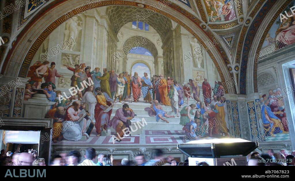 RAFAEL SANZIO O RAFAEL DE URBINO. ESCUELA DE ATENAS, 1508/1511, REPRESENTA LO VERDADERO RACIONAL - FOTO AÑO 2008.