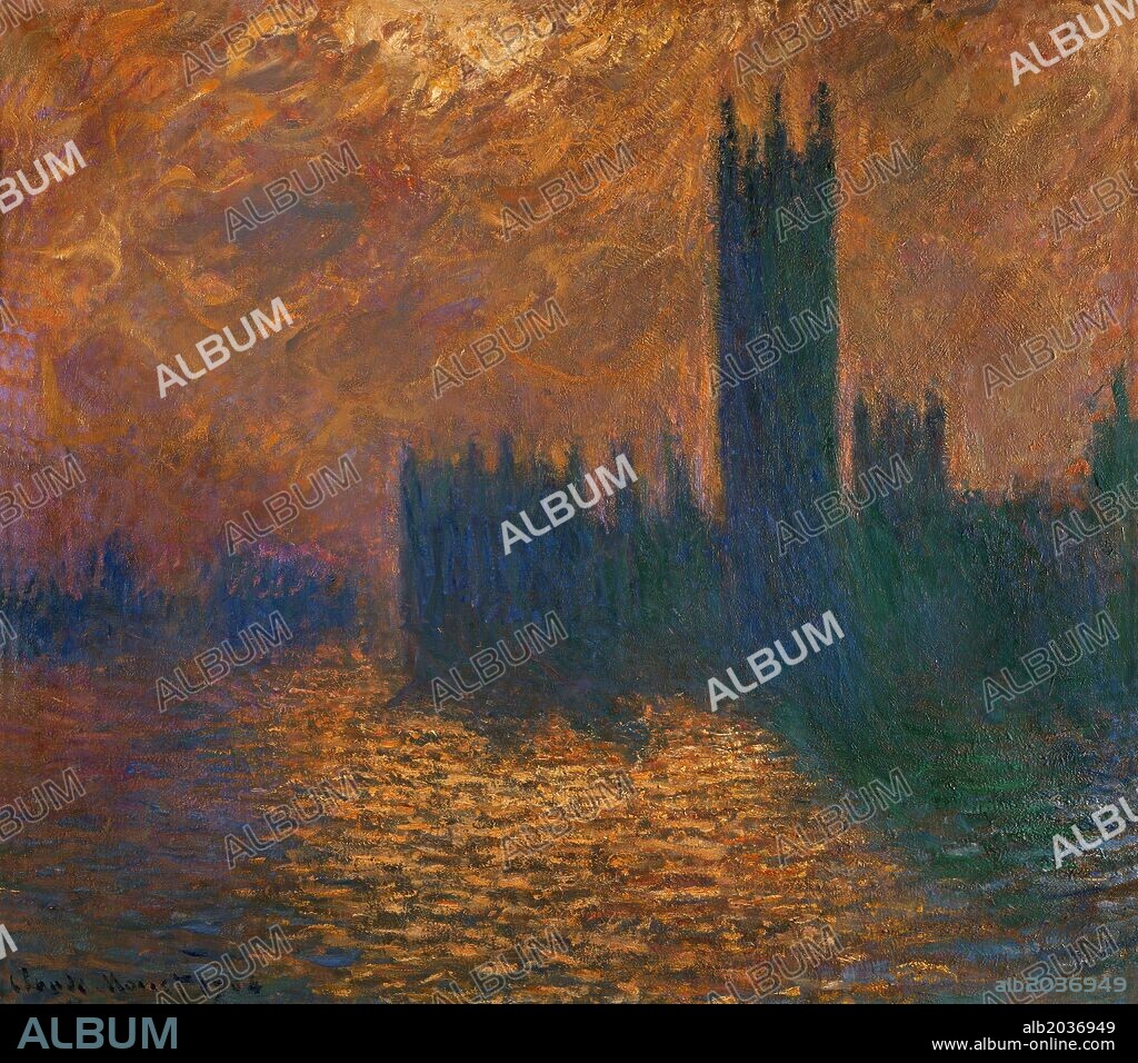 Claude Monet / 'El parlamento de Londres', 1904, Óleo sobre lienzo, 81 × 92 cm.