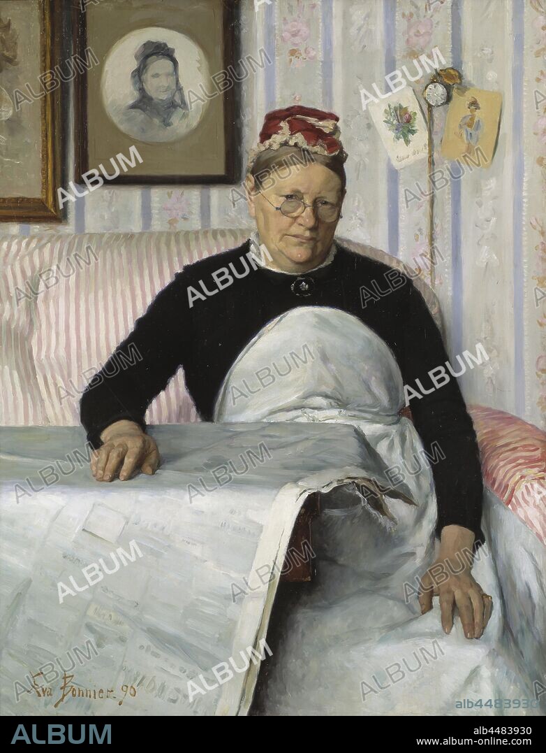 Eva Bonnier, The Housekeeper, Brita Maria (Mussa) Banck, 1830-1906, House manager, painting, 1890, Oil on canvas, Height, 112 cm, (44 inches), Width, 86 cm (33.8 inches), Signed, Eva Bonnier.90.